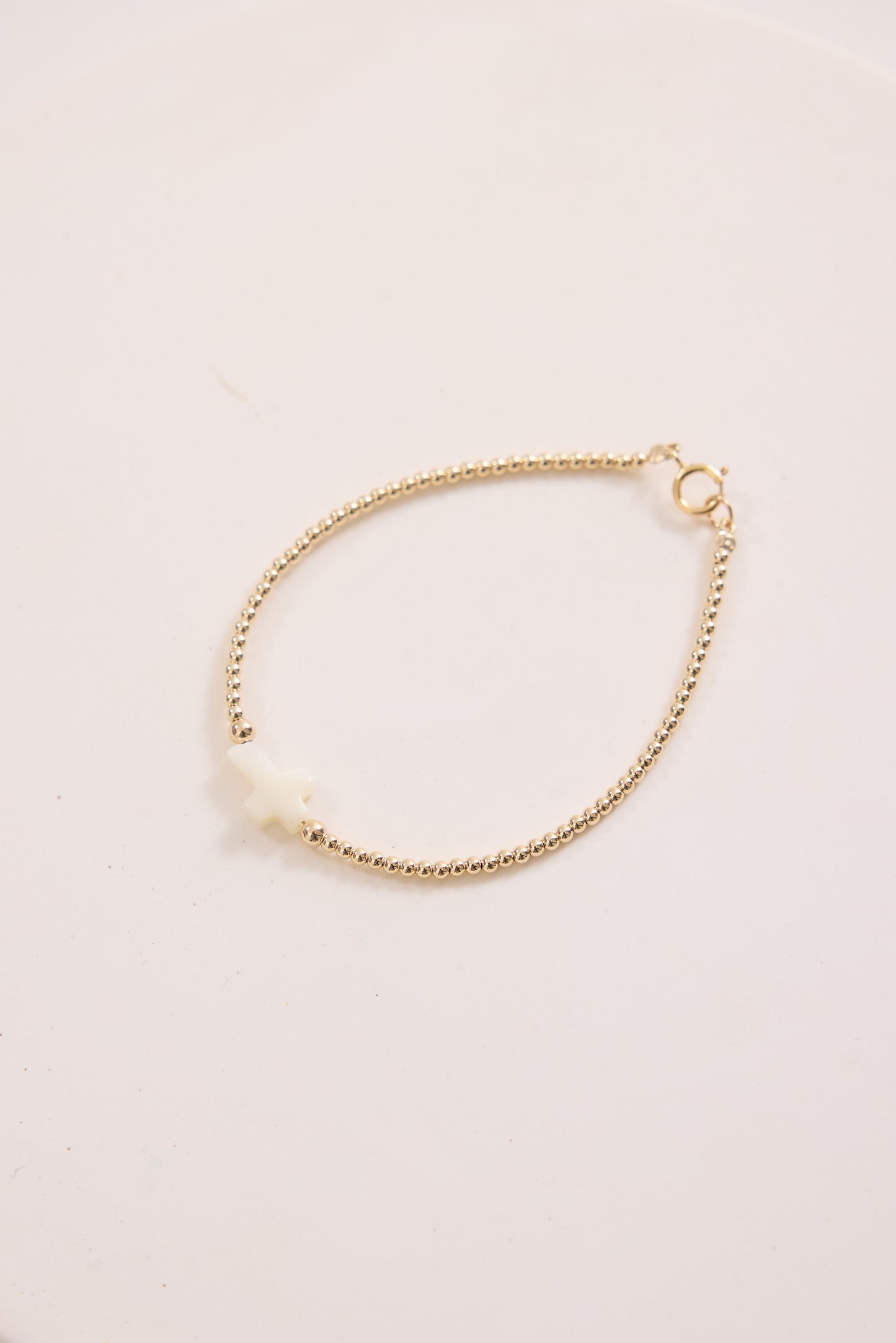 Leni Pearl Cross Bracelet - Gold