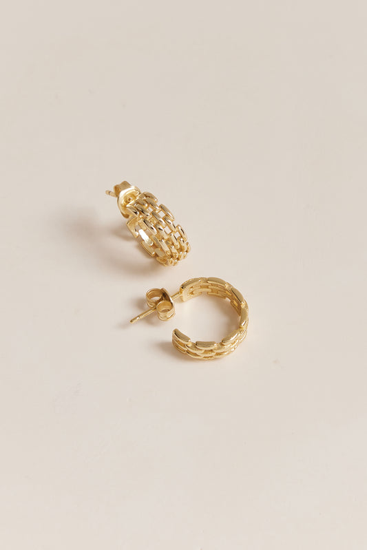 Kate Stud Hoop Earrings Gold