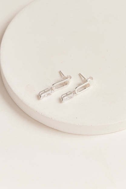Kaia Rectangle Stud Earrings Silver