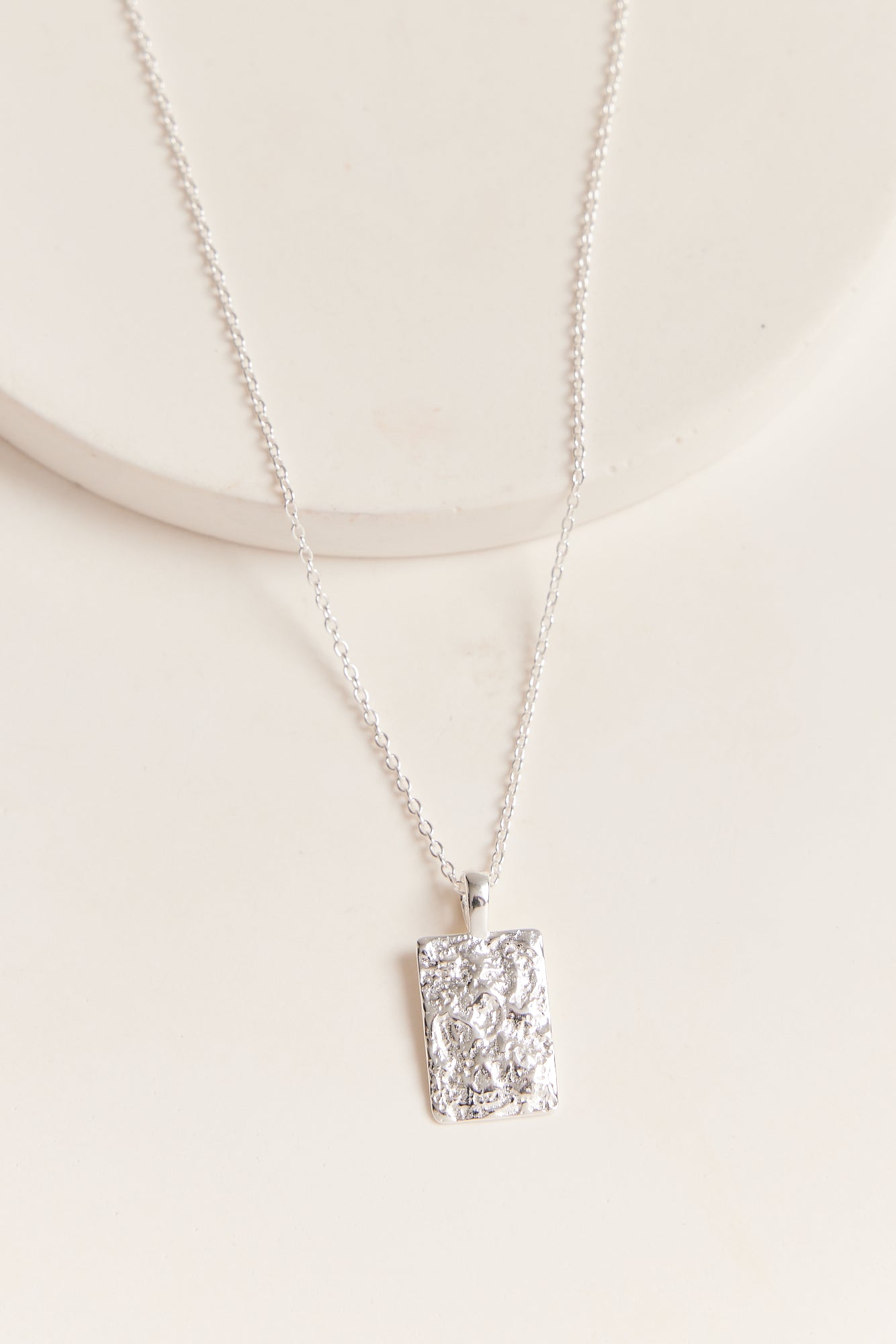 Silver square deals pendant necklace