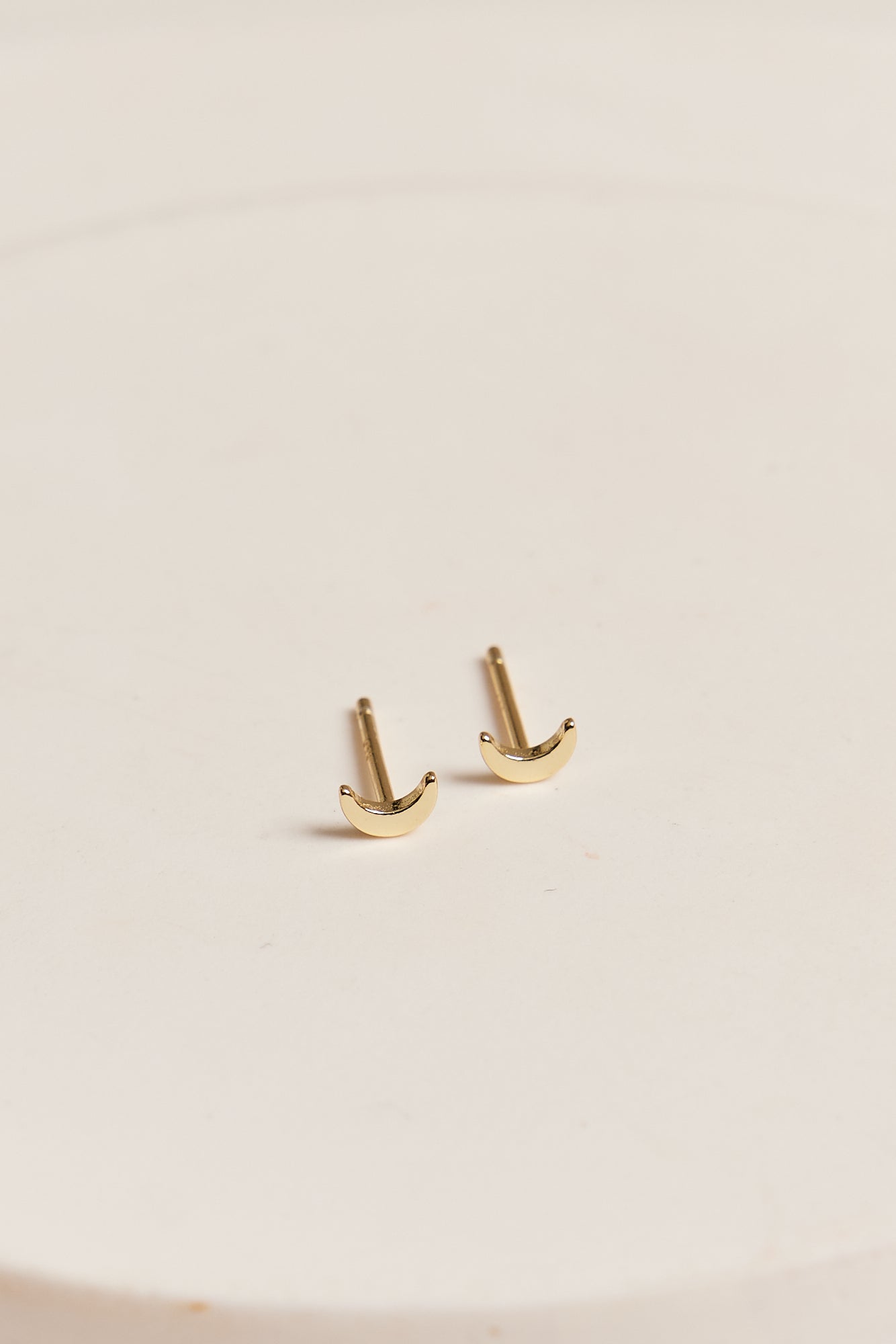 Moon Stud Earrings Gold