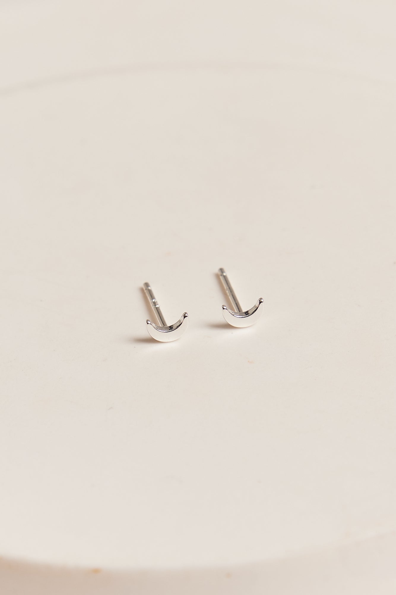 Moon Stud Earrings Silver