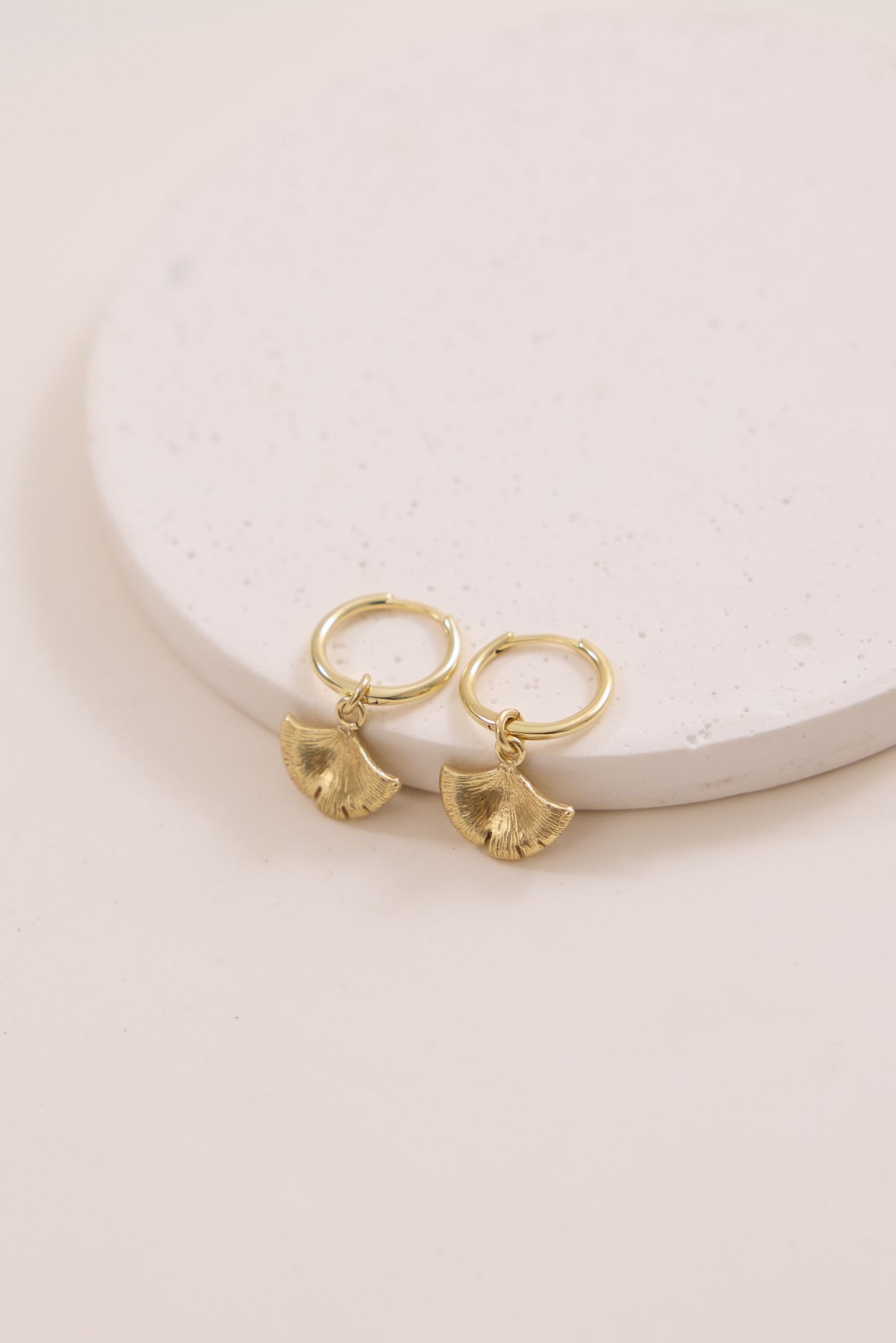 Emi Gingko Huggie Earrings Gold