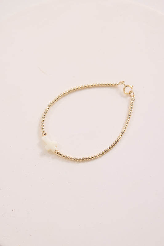 Leni Pearl Cross Bracelet - Gold