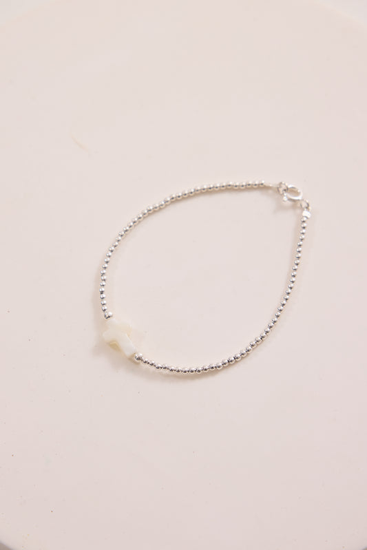 Leni Pearl Cross Bracelet - Silver