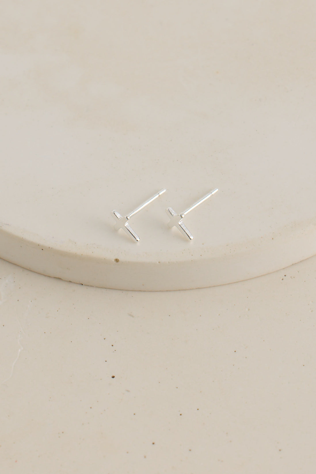 Cross Stud Earrings Silver