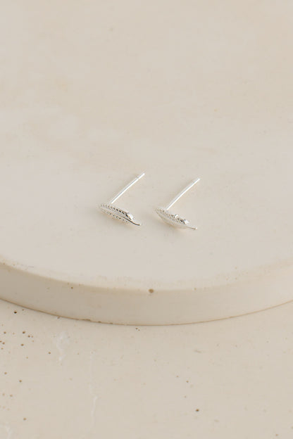 Feather Stud Earrings Silver