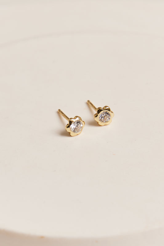 Jade Stud Earrings Gold