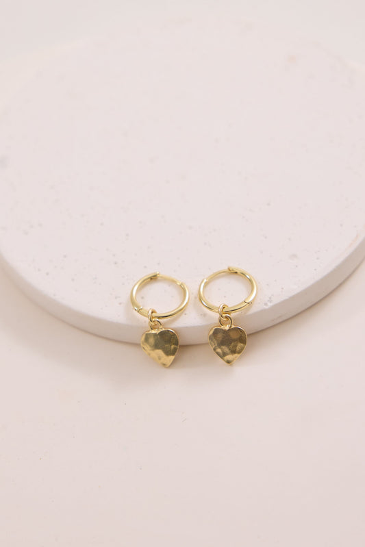 Lia Heart Huggie Earrings - Gold