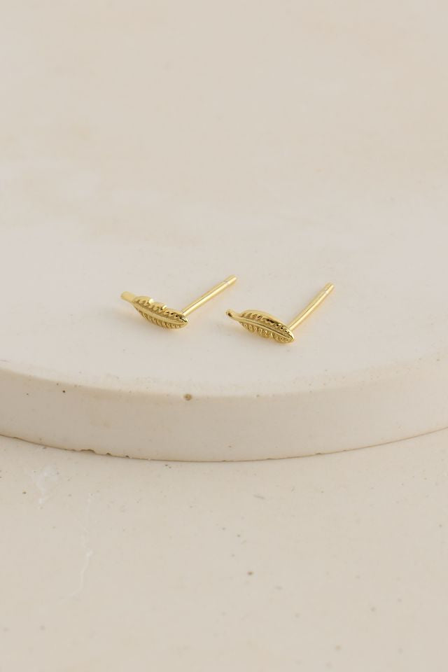 Feather Stud Earrings Gold