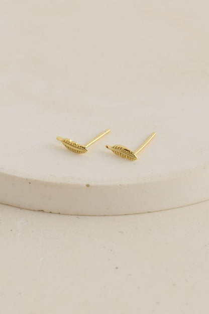 Feather Stud Earrings Gold