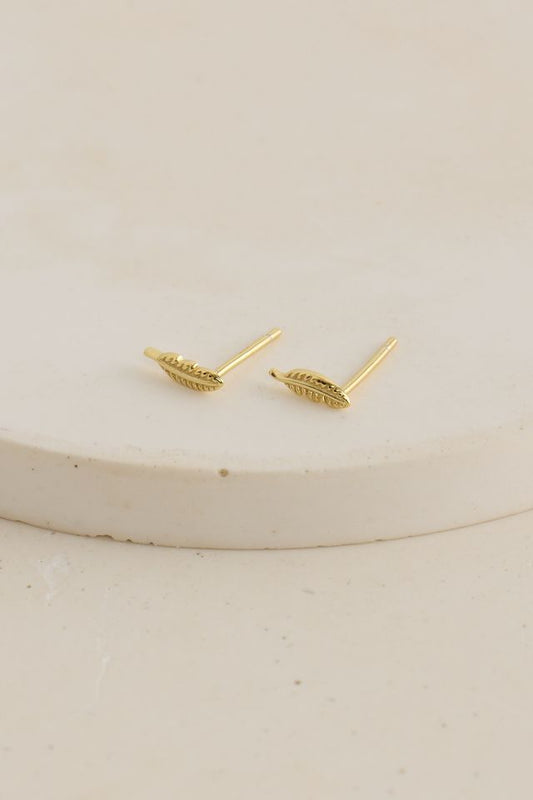 Feather Stud Earrings Gold